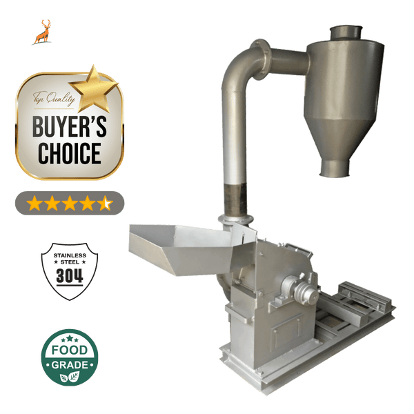 10 HP Masala Grinder - hopper and feed inlet close-up - reindeer machinery
