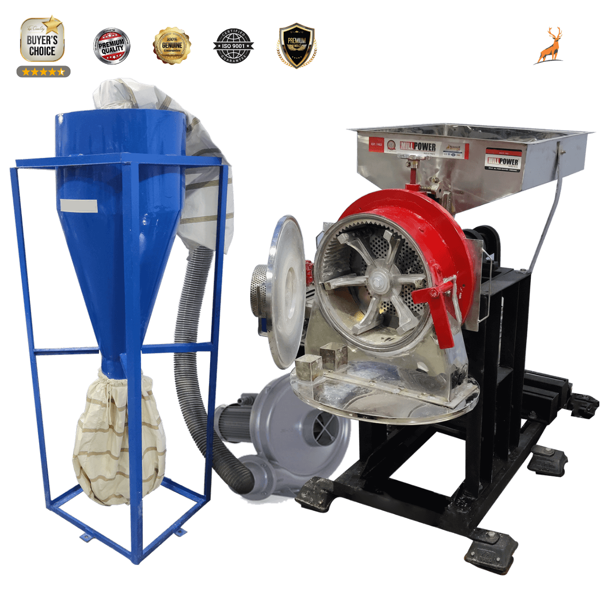 15 hp atta chakki - machine with blower cyclone - reindeer machinery