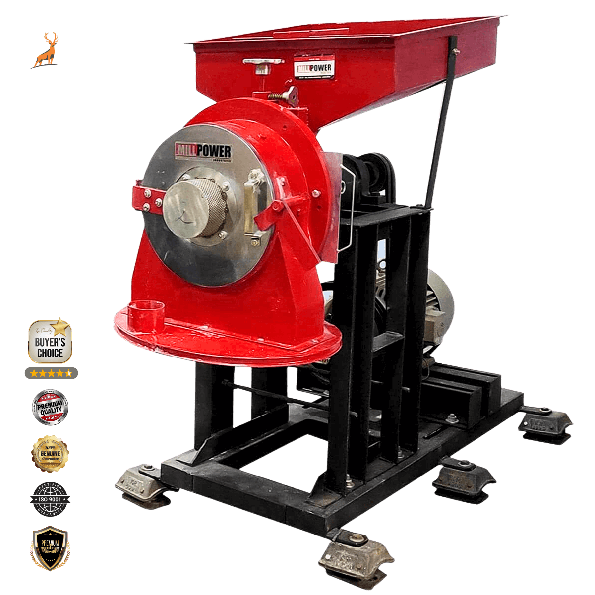 50 kg per hour atta chakki  - side view - reindeer machinery